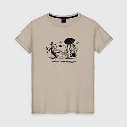 Футболка хлопковая женская Krazy kat pulp fiction jules winnfield, цвет: миндальный