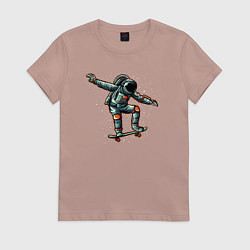 Футболка хлопковая женская Космонавт скейтер, цвет: пыльно-розовый