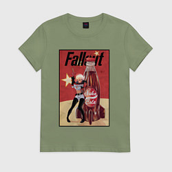 Футболка хлопковая женская Fallout - nuka cola, цвет: авокадо
