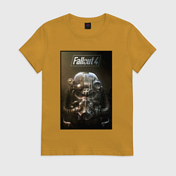 Футболка хлопковая женская Fallout armour poster, цвет: горчичный