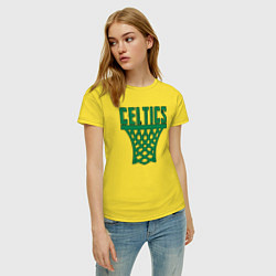 Футболка хлопковая женская Celtics net, цвет: желтый — фото 2