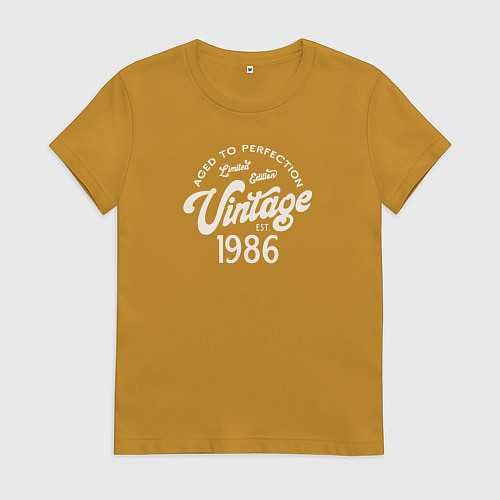 Женская футболка 1986 год - выдержанный до совершенства / Горчичный – фото 1