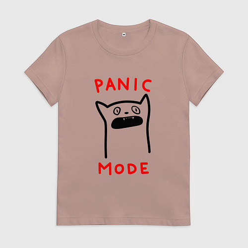 Женская футболка Panic mode - котик / Пыльно-розовый – фото 1