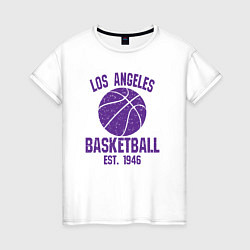 Футболка хлопковая женская Basketball Los Angeles, цвет: белый