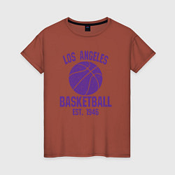 Футболка хлопковая женская Basketball Los Angeles, цвет: кирпичный