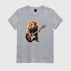 Футболка хлопковая женская Хомяк-певец, цвет: меланж