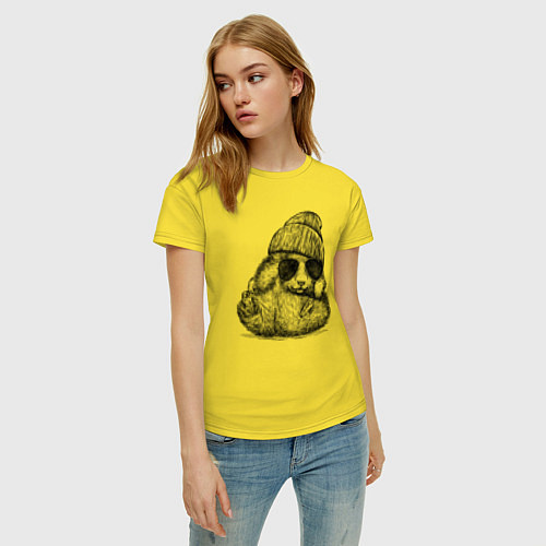 Женская футболка Толстый хомяк хипстер / Желтый – фото 3