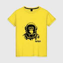 Футболка хлопковая женская Астронавт обезьяна nasa, цвет: желтый