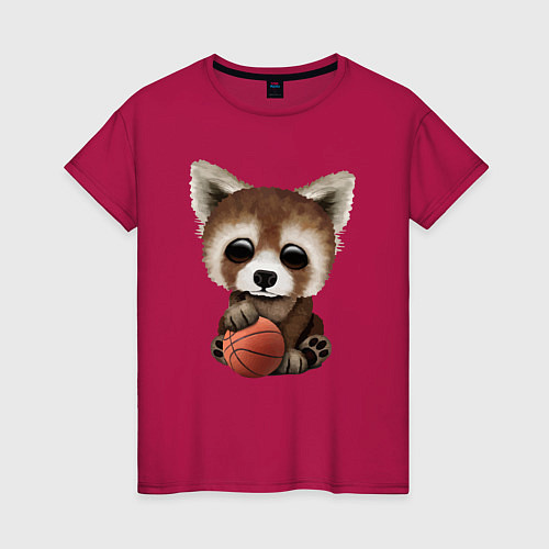 Женская футболка Красная панда баскетболист / Маджента – фото 1