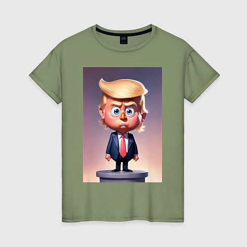 Женская футболка Мультяшный Дональд Трамп - нейросеть / Авокадо – фото 1
