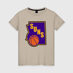 Футболка хлопковая женская Suns ball, цвет: миндальный