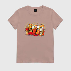 Футболка хлопковая женская Дракон и Ко, цвет: пыльно-розовый