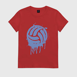 Футболка хлопковая женская Ink volleyball, цвет: красный