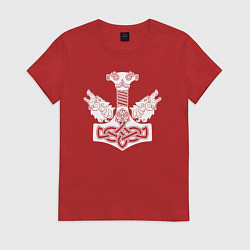Футболка хлопковая женская Молот Тора, цвет: красный