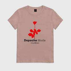 Футболка хлопковая женская Depeche Mode - Violator album logo, цвет: пыльно-розовый