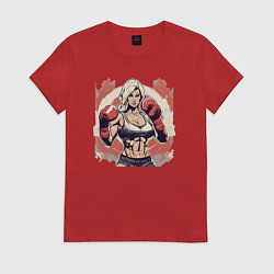 Футболка хлопковая женская Стиль и сила, цвет: красный