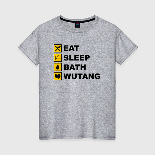 Женская футболка Еда сон ванна Wu-tang / Меланж – фото 1