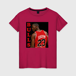 Футболка хлопковая женская Bulls Jordan, цвет: маджента