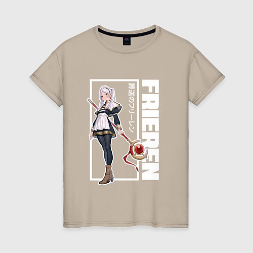 Женская футболка Фрирен из аниме - горничная / Миндальный – фото 1