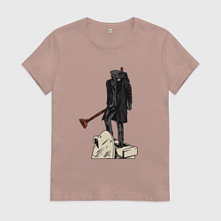 Футболка хлопковая женская Камерамен победил скибиди туалет, цвет: пыльно-розовый