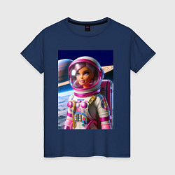 Футболка хлопковая женская Барби - крутой космонавт, цвет: тёмно-синий