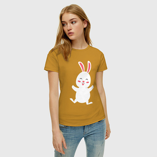 Женская футболка Весёлый кролик / Горчичный – фото 3