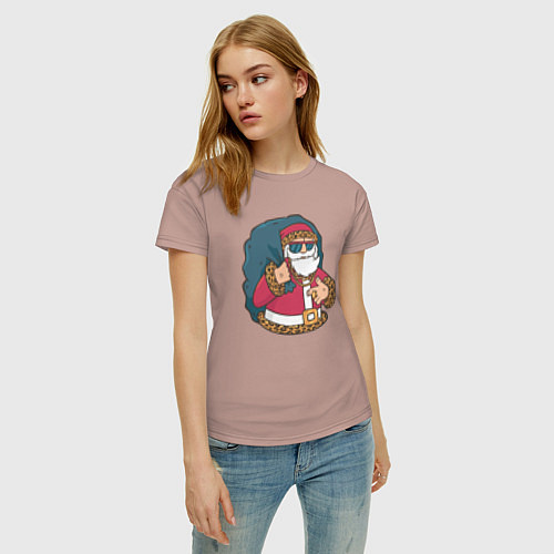 Женская футболка Santa gangster / Пыльно-розовый – фото 3