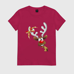 Женская футболка Праздничный олень