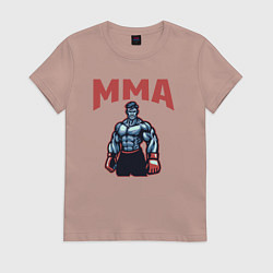 Футболка хлопковая женская MMA боец, цвет: пыльно-розовый