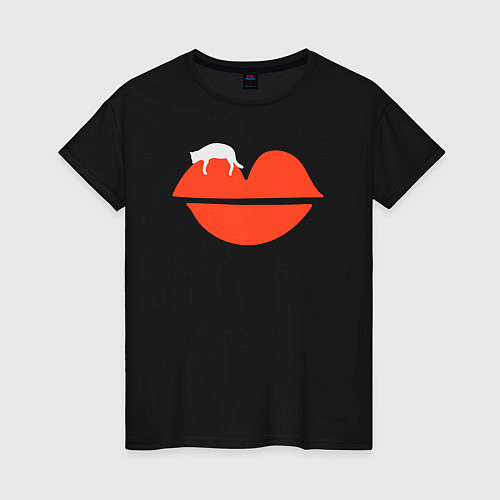 Женская футболка Kitty kiss / Черный – фото 1