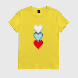 Женская футболка Сердечки триколор