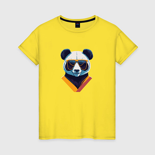 Женская футболка Панда в модных очках / Желтый – фото 1