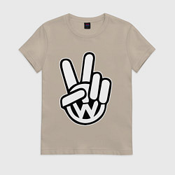 Футболка хлопковая женская Volkswagen peace, цвет: миндальный