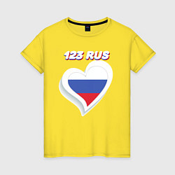 Футболка хлопковая женская 123 регион Краснодарский край, цвет: желтый