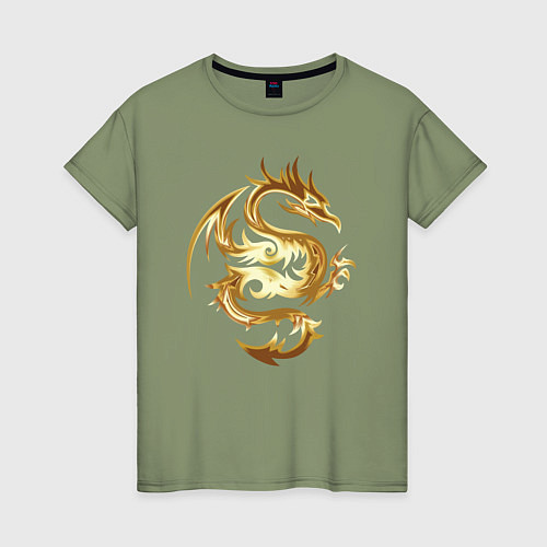 Женская футболка Дракон из золота / Авокадо – фото 1