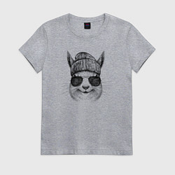 Футболка хлопковая женская Белка хипстер, цвет: меланж