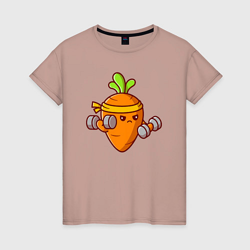 Женская футболка Морковь на спорте / Пыльно-розовый – фото 1