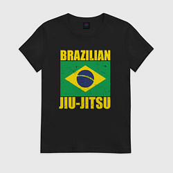 Футболка хлопковая женская Brazilian jiu-jitsu, цвет: черный