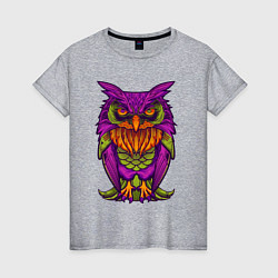 Футболка хлопковая женская Purple owl, цвет: меланж