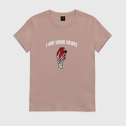 Футболка хлопковая женская Я твоё сердце, цвет: пыльно-розовый