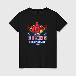 Футболка хлопковая женская Boxing championship, цвет: черный