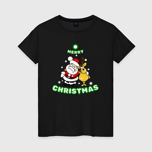 Женская футболка Дед мороз елка / Черный – фото 1