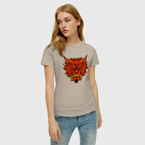 Женская футболка Голова китайского красного дракона / Миндальный – фото 3