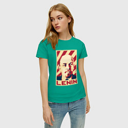 Футболка хлопковая женская Vladimir Lenin, цвет: зеленый — фото 2