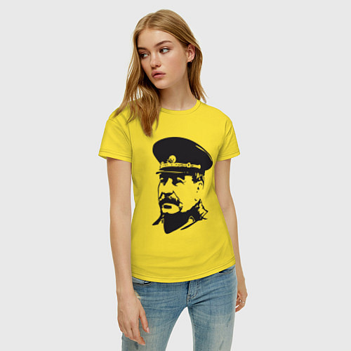 Женская футболка Сталин в фуражке / Желтый – фото 3