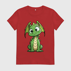 Футболка хлопковая женская Маленький дракончик, цвет: красный