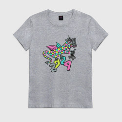 Футболка хлопковая женская Русский дракон на Новый год, цвет: меланж