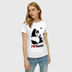 Футболка хлопковая женская I love panda, цвет: белый — фото 2