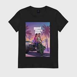 Футболка хлопковая женская GTA6, цвет: черный