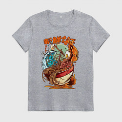 Футболка хлопковая женская Рамен японский суп, цвет: меланж